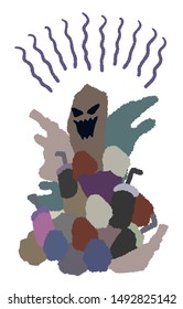 Illustration of a haunted trash