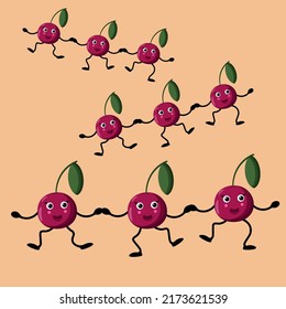 Una ilustración de cerezas bailando.