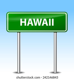 Illustration of hawaii green metal road sign