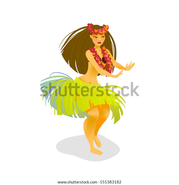 Illustration Hawaiian Hula Dancer Woman Dancing Stock Vector (Royalty ...