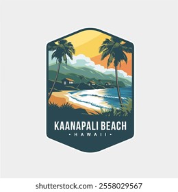 Illustration of Hawaiian kaanapali beach patch logo