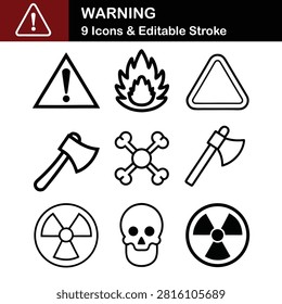 Illustration Hazard Warning Sign Icon Set Vector Collection