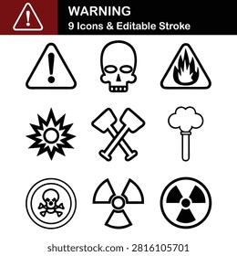 Illustration Hazard Warning Sign Icon Set Vector Collection