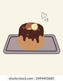  Illustration with Hazelnut and Chocolate at Jelly Cake