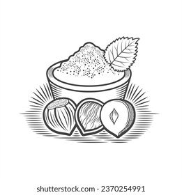 ilustración de avellanas en polvo, arte vectorial.
