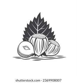 illustration of hazelnut, vector art.