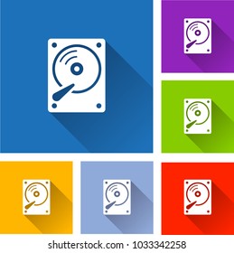 Illustration of hdd icons with long shadow