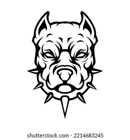 Illustration of head of angry pitbull. Vector  for logo, emblem svg