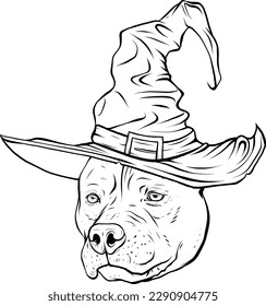 Illustration of head of angry pitbull in vintage monochrome style.