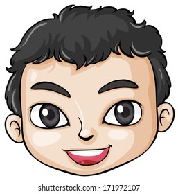 Illustration of a head of an Asian boy on a white background