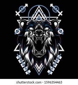 illustration of the head of the bear animal myth
