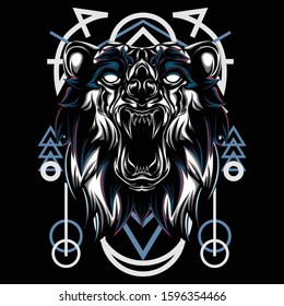 illustration of the head of the bear animal myth
