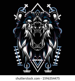 illustration of the head of the bear animal myth