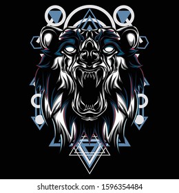 illustration of the head of the bear animal myth