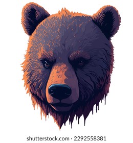 Illustration an head bear face, vector head bear