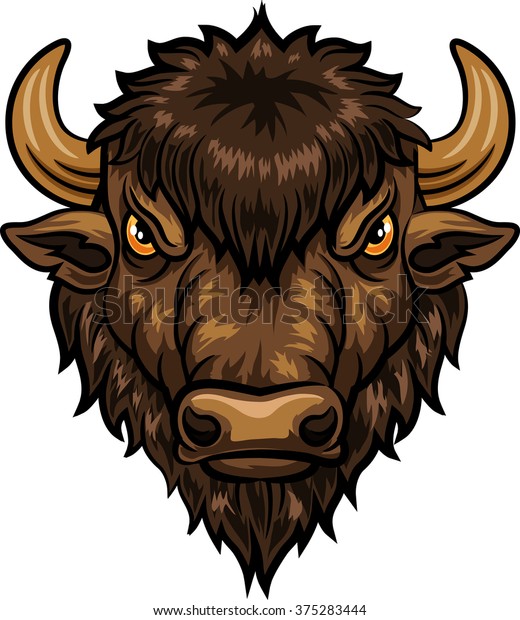 Illustration Head Bison Mascot Stock Vector (Royalty Free) 375283444