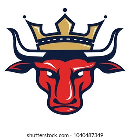 Illustration of a head of a bull with a crown