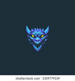 illustration of head dragon in blue background