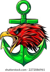 illustration of head eagle with anchor