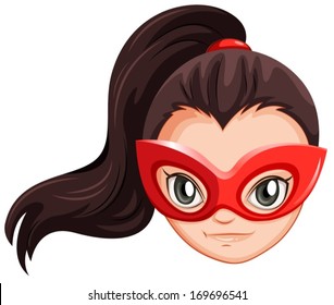 Illustration of a head of a female hero on a white background