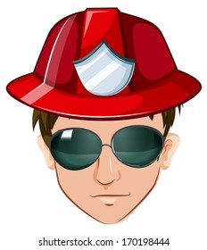 Illustration of a head of a fire marshall on a white background