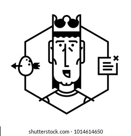 Illustration of the head in a flat style. Vector icon isolated on white background. The image of the boss, the boss is ready for the site and the press. The character of the company. Fashionable image