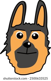 Illustration of a head german shepherd dog