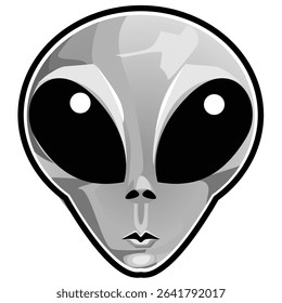 Illustration of the head of a gray alien