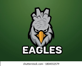 illustration of the head of a harpy eagle for a team logo