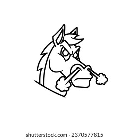 The Illustration of Head Horse Line Art