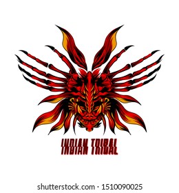 Illustration head indian tribal skull accessories