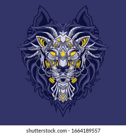 illustration of head lion robot