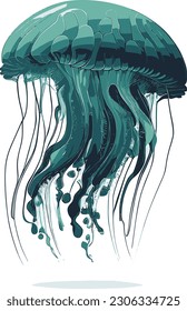 Illustration head logo of a Jellyfish