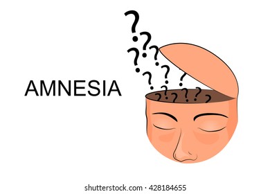 illustration of the head , loss of memory,open the skull