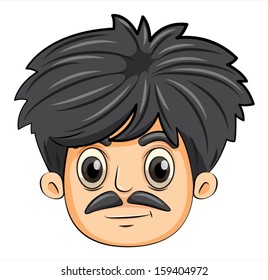 Illustration of a head of a man with a mustache on a white background