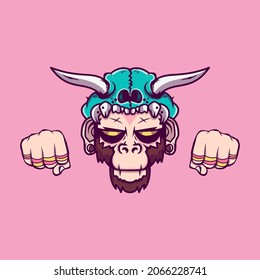 ILLUSTRATION OF HEAD MONKEY SUITABLE FOR T-SHIRT, POSTER AND PRINT DESIGN