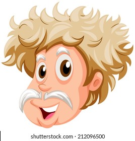 Illustration of a head of an old man on a white background