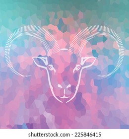  illustration with head of ram on a colorful background