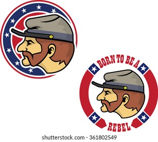 illustration of the head of the rebel (confederate) soldier. 