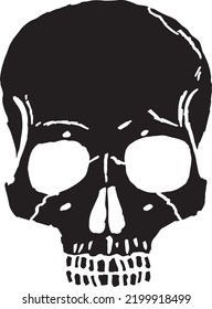 Illustration of Head Skull Vector in Flat Style Isolated Wihte