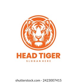 illustration head tiger silhouette logo design