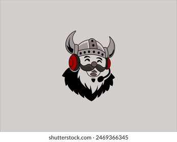 Illustration of head Viking Wearing headset