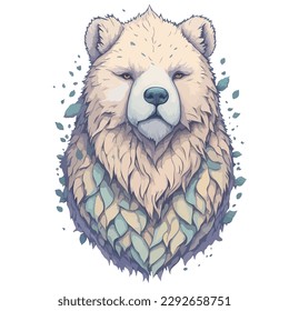 Illustration an head white bear face, vector polar bear