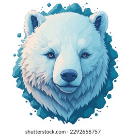 Illustration an head white bear face, vector polar bear
