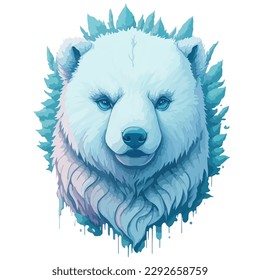 Illustration an head white bear face, vector polar bear