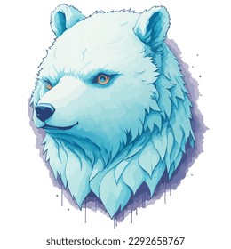 Illustration an head white bear face, vector polar bear