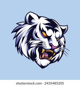 Illustration Head White Tiger Roar