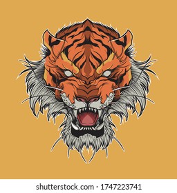 illustration of the head of a wild animal with an angry tiger object