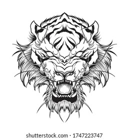 Tiger Head Tattoo Dot Work Style Stock Vector (Royalty Free) 1054831772 ...