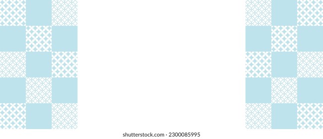 Illustration for header and banner with blue Japanese checkered pattern background with cloisonne pattern. Vector illustration.